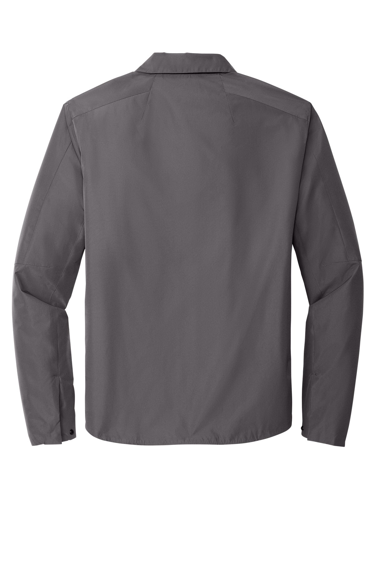 Rear View of Gear Grey OGIO Reverse Shirt Jacket. OG754 plain