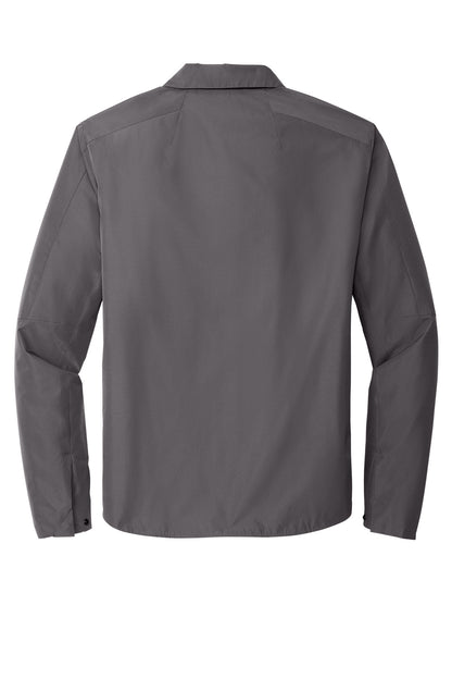 Rear View of Gear Grey OGIO Reverse Shirt Jacket. OG754 plain