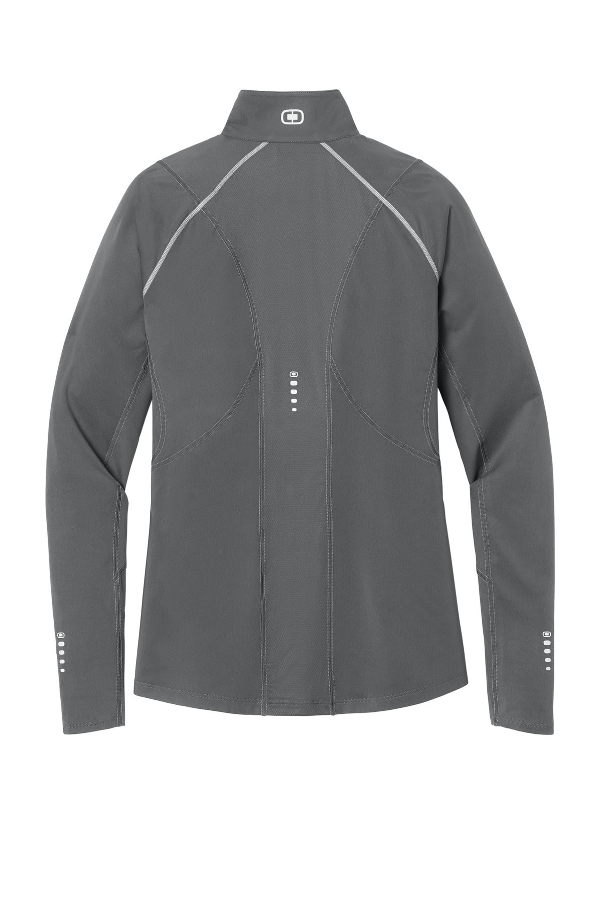 Rear View of Gear Grey OGIO Women's Nexus 1/4-Zip Pullover. LOE335 plain