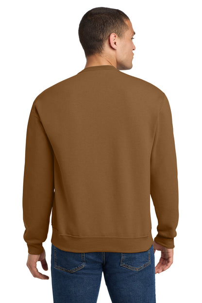 Rear View of GldnPecan Jerzees - NuBlend Crewneck Sweatshirt. 562M plain