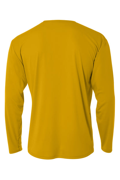 Rear View of Gold A4 Cooling Performance Long Sleeve Tee A4N3165 plain