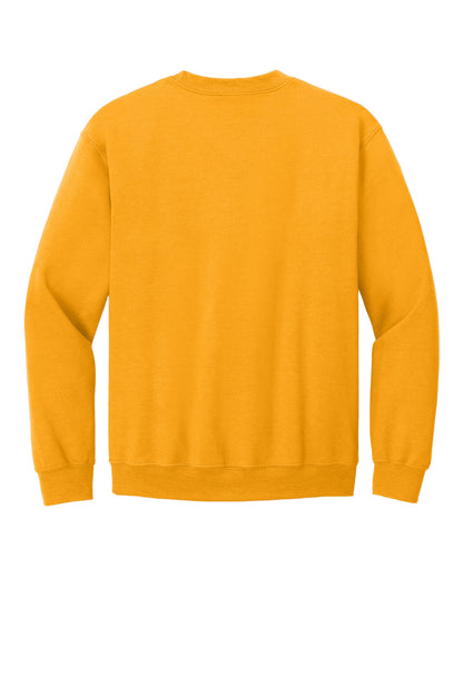 Rear View of Gold Gildan Heavy Blend Crewneck Sweatshirt. 18000 plain