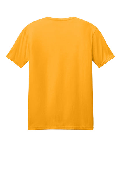 Rear View of Gold Gildan Softstyle T-Shirt. 64000 plain