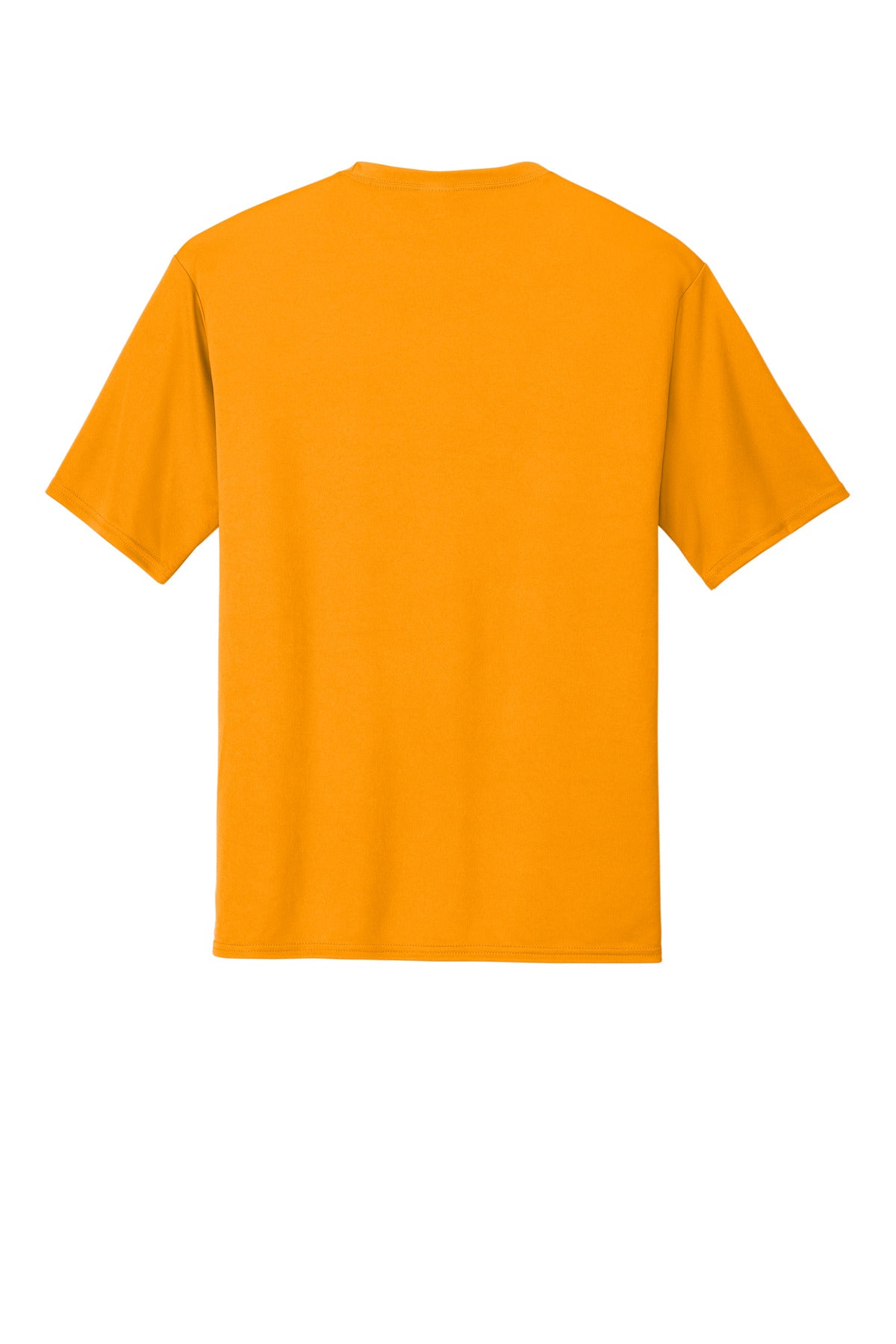 Rear View of Gold Port & Co Performance Tee. PC380 plain