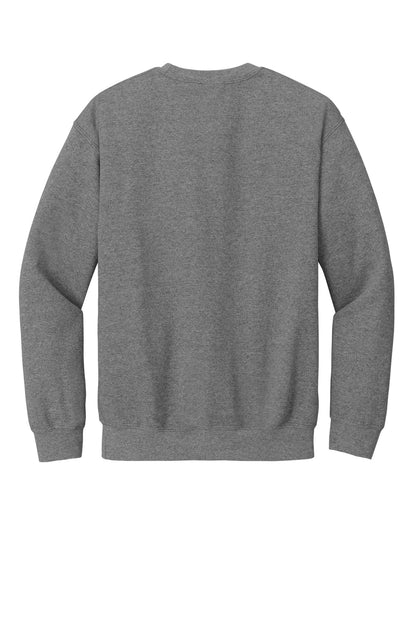 Rear View of GphHeather Gildan Heavy Blend Crewneck Sweatshirt. 18000 plain