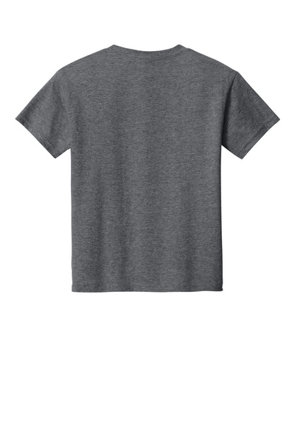Rear View of GphHeather Gildan Youth Light Cotton Tee 3000B plain