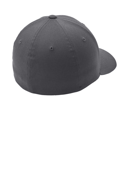 Rear View of Graphite Grey Port Authority Flexfit Cotton Twill Cap. C813 plain