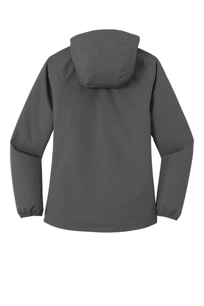 Rear View of Graphite Grey Port Authority Women's Essential Rain Jacket L407 plain