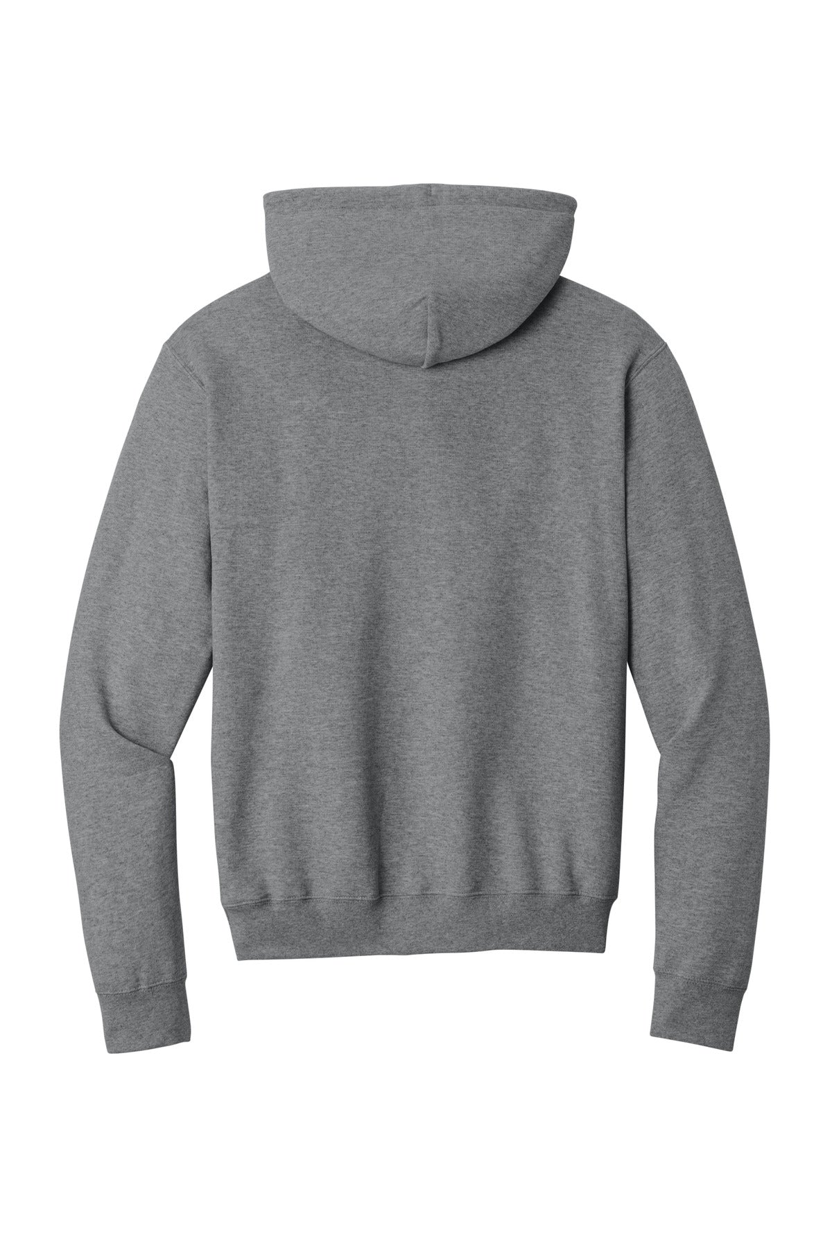 Rear View of Graphite Hthr Port & Co Core Fleece Pullover Hooded Sweatshirt. PC78H plain