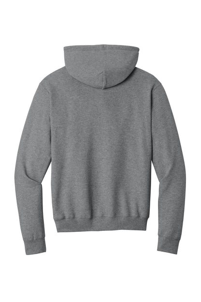 Rear View of Graphite Hthr Port & Co Core Fleece Pullover Hooded Sweatshirt. PC78H plain