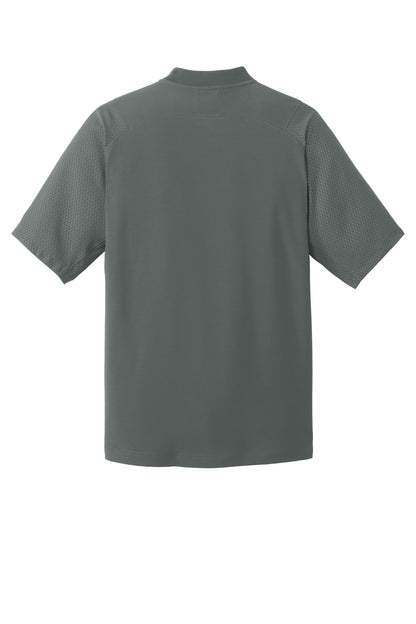 Rear View of Graphite New Era Cage Short Sleeve 1/4-Zip Jacket. NEA600 plain