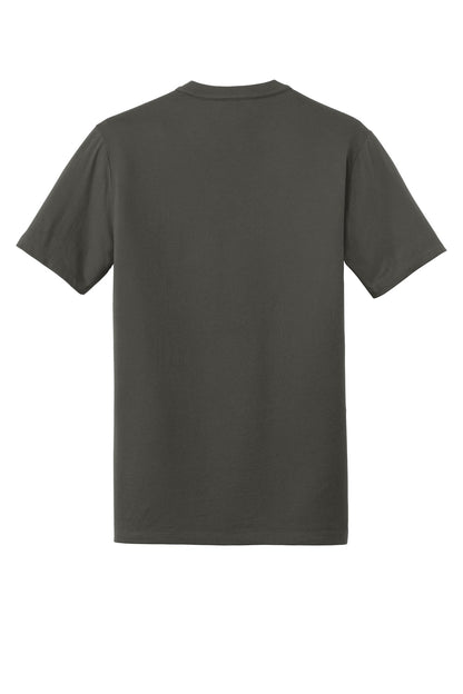 Rear View of Graphite New Era Heritage Blend Crew Tee. NEA100 plain