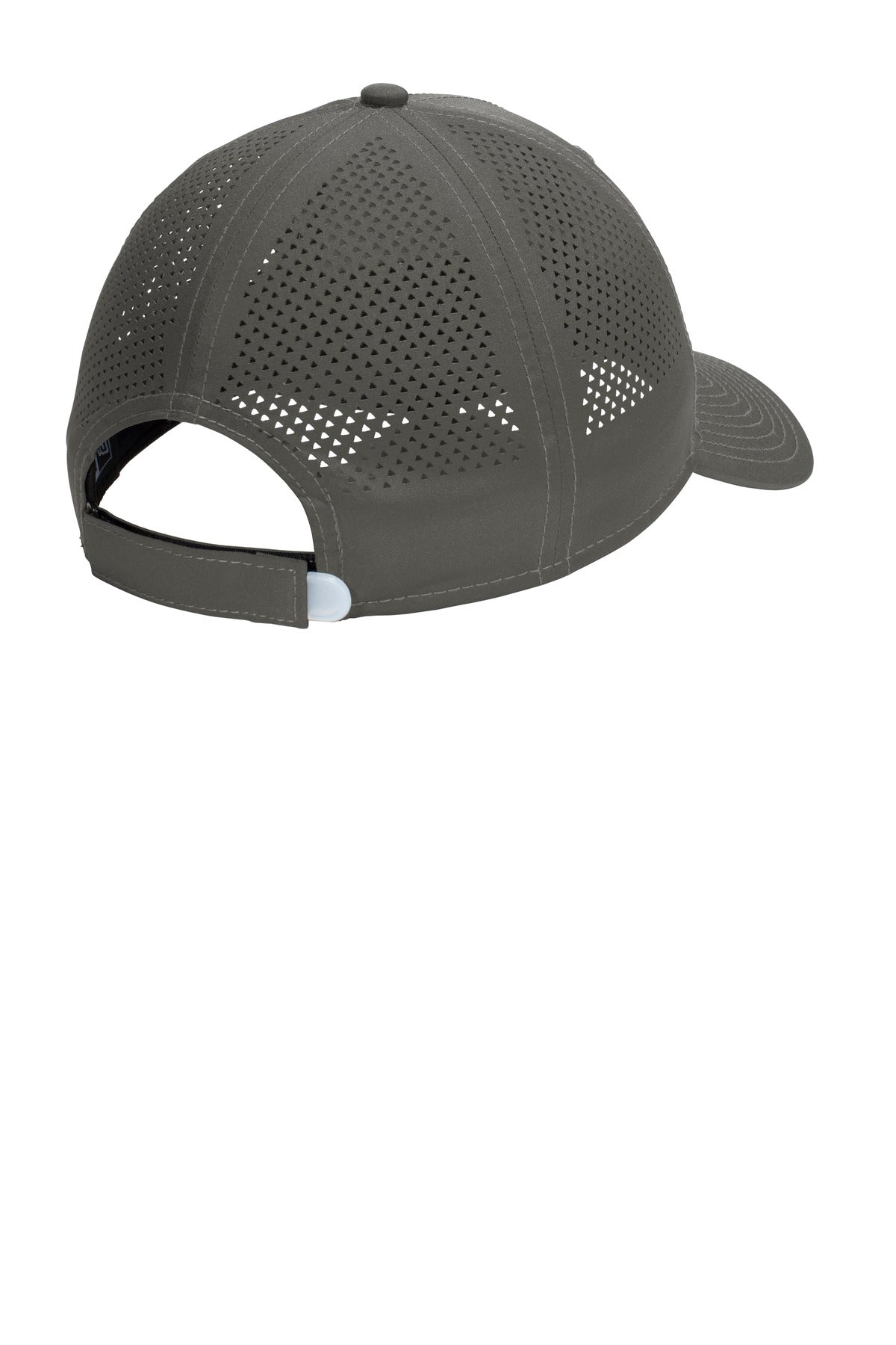 Rear View of Graphite New Era Perforated Performance Cap. NE406 plain