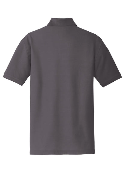 Rear View of Graphite Port Authority Core Classic Pique Pocket Polo. K100P plain