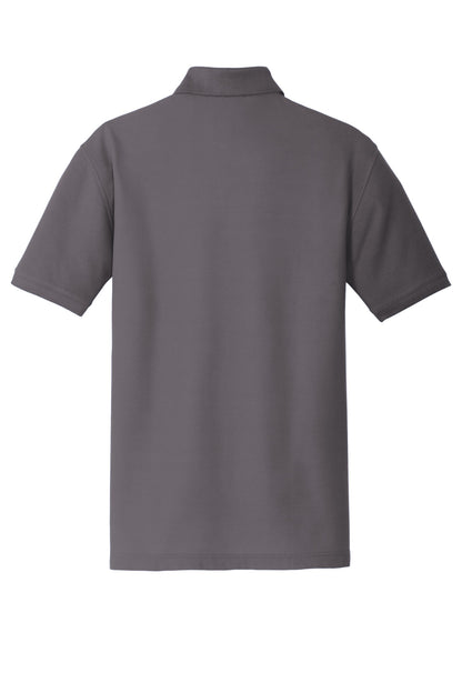 Rear View of Graphite Port Authority Core Classic Pique Polo. K100 plain