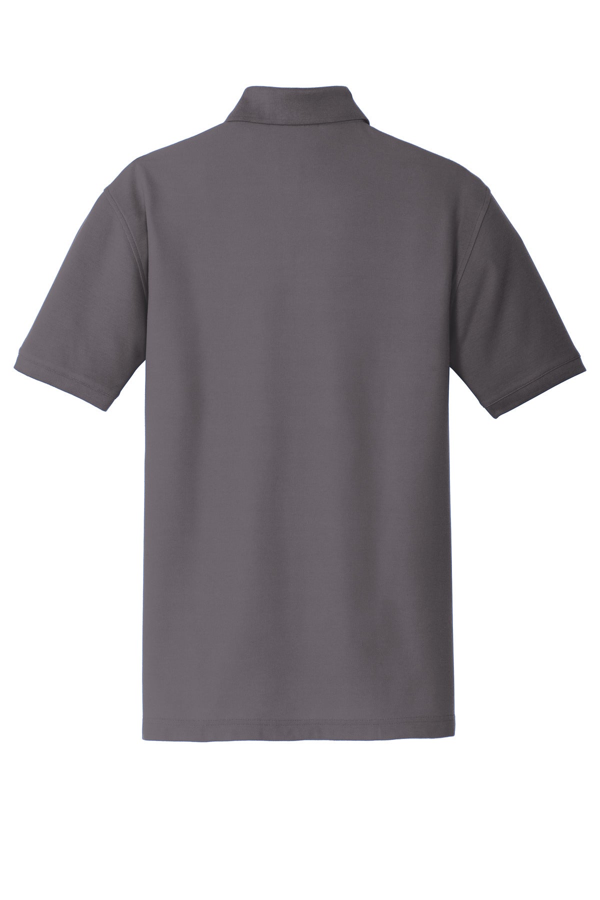 Rear View of Graphite Port Authority Tall Core Classic Pique Polo. TLK100 plain