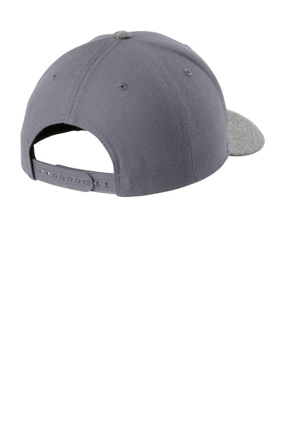 Rear View of Graphite/Gy He Sport-Tek YP Classics Curve Bill Snapback Cap. STC43 plain