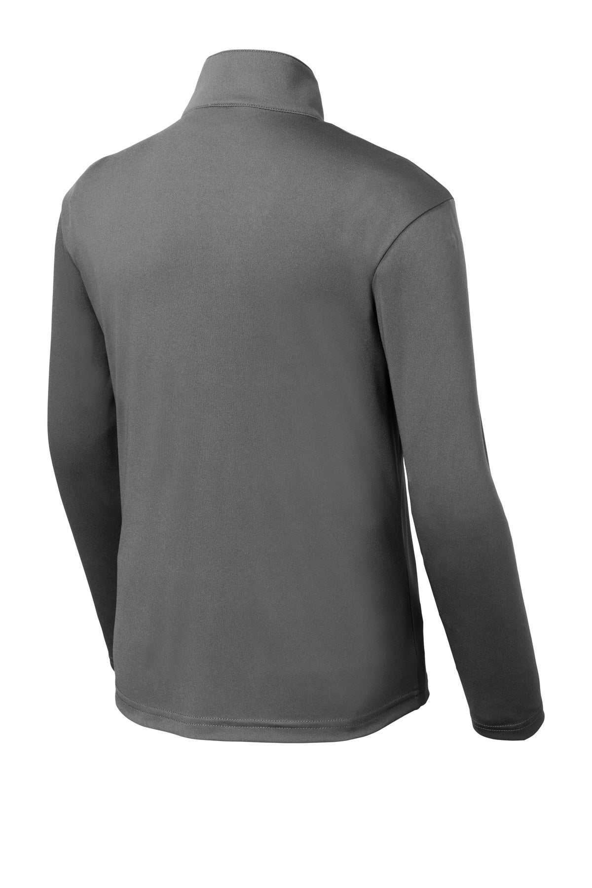 Rear View of Grey Concrete Sport-Tek Youth PosiCharge Competitor 1/4-Zip Pullover. YST357 plain