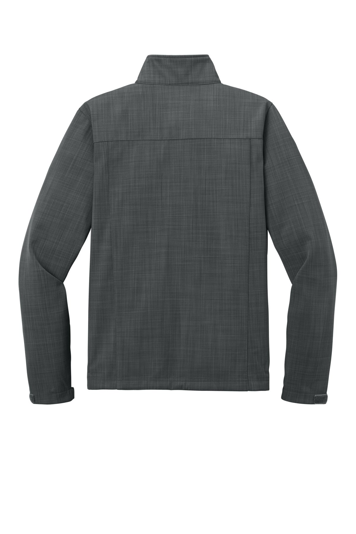 Rear View of Grey Eddie Bauer Shaded Crosshatch Soft Shell Jacket. EB532 plain