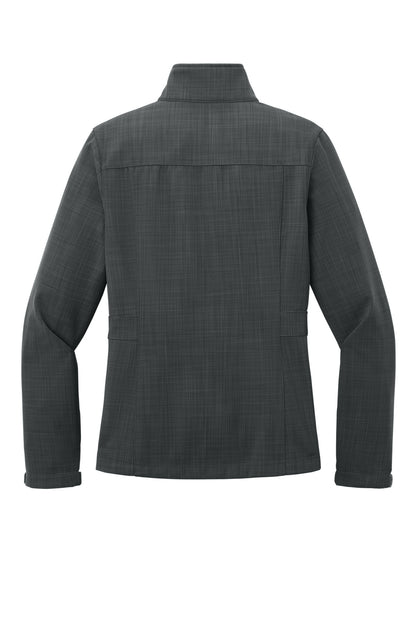 Rear View of Grey Eddie Bauer Women's Shaded Crosshatch Soft Shell Jacket. EB533 plain