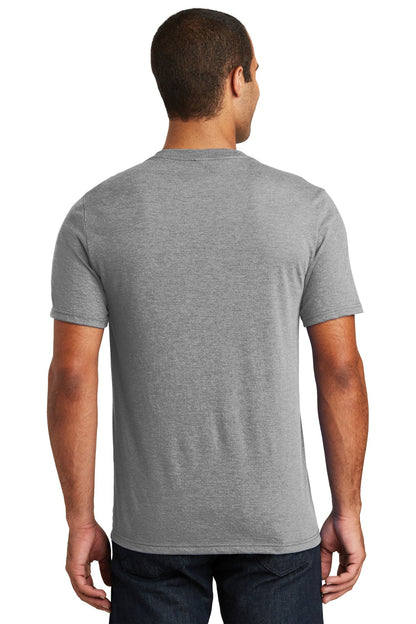 Rear View of Grey Frost District Perfect Tri V-Neck Tee. DT1350 plain