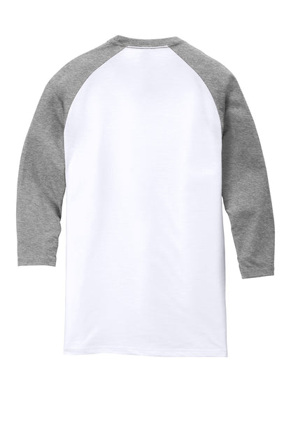 Rear View of Grey Fr/White District Perfect Tri 3/4-Sleeve Raglan. DM136 plain