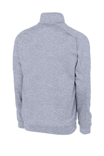 Rear View of Grey Heather Sport-Tek Tech Fleece 1/4-Zip Pullover. F247 plain