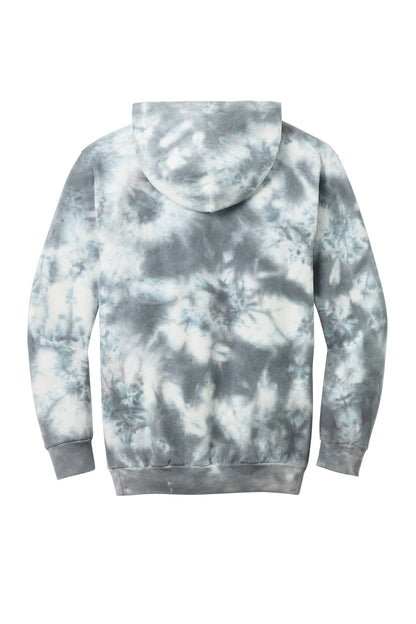 Rear View of Grey Port & Co Crystal Tie-Dye Pullover Hoodie PC144 plain