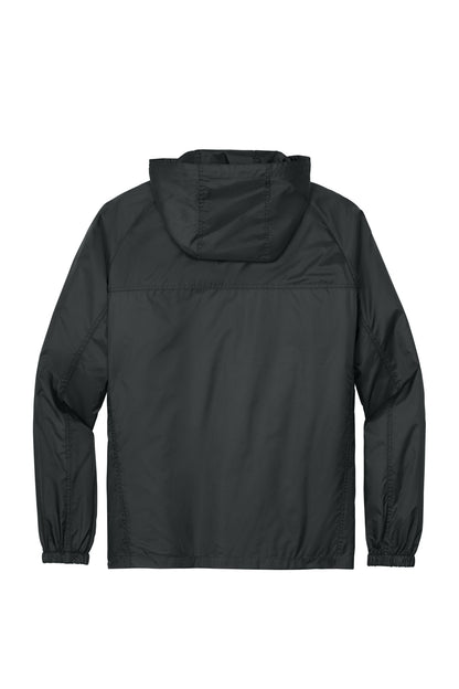 Rear View of Grey Steel Eddie Bauer - Packable Wind Jacket. EB500