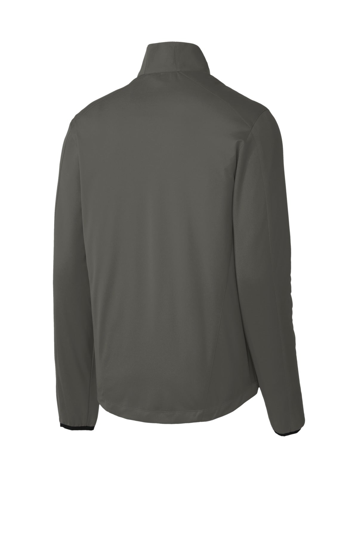 Rear View of Grey Steel Port Authority Active Soft Shell Jacket. J717 plain