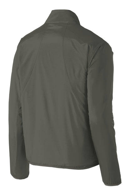 Rear View of Grey Steel Port Authority Zephyr 1/2-Zip Pullover. J343 plain