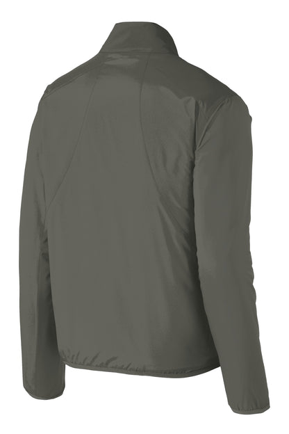 Rear View of Grey Steel Port Authority Zephyr Full-Zip Jacket. J344 plain