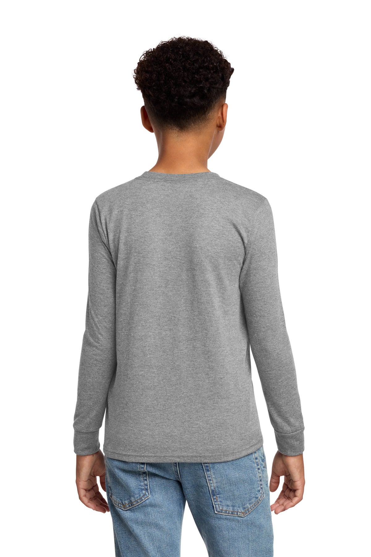 Rear View of GreyFrost District Youth Perfect Tri Long Sleeve Tee DT132Y plain