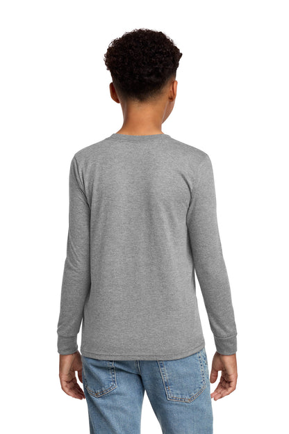 Rear View of GreyFrost District Youth Perfect Tri Long Sleeve Tee DT132Y plain