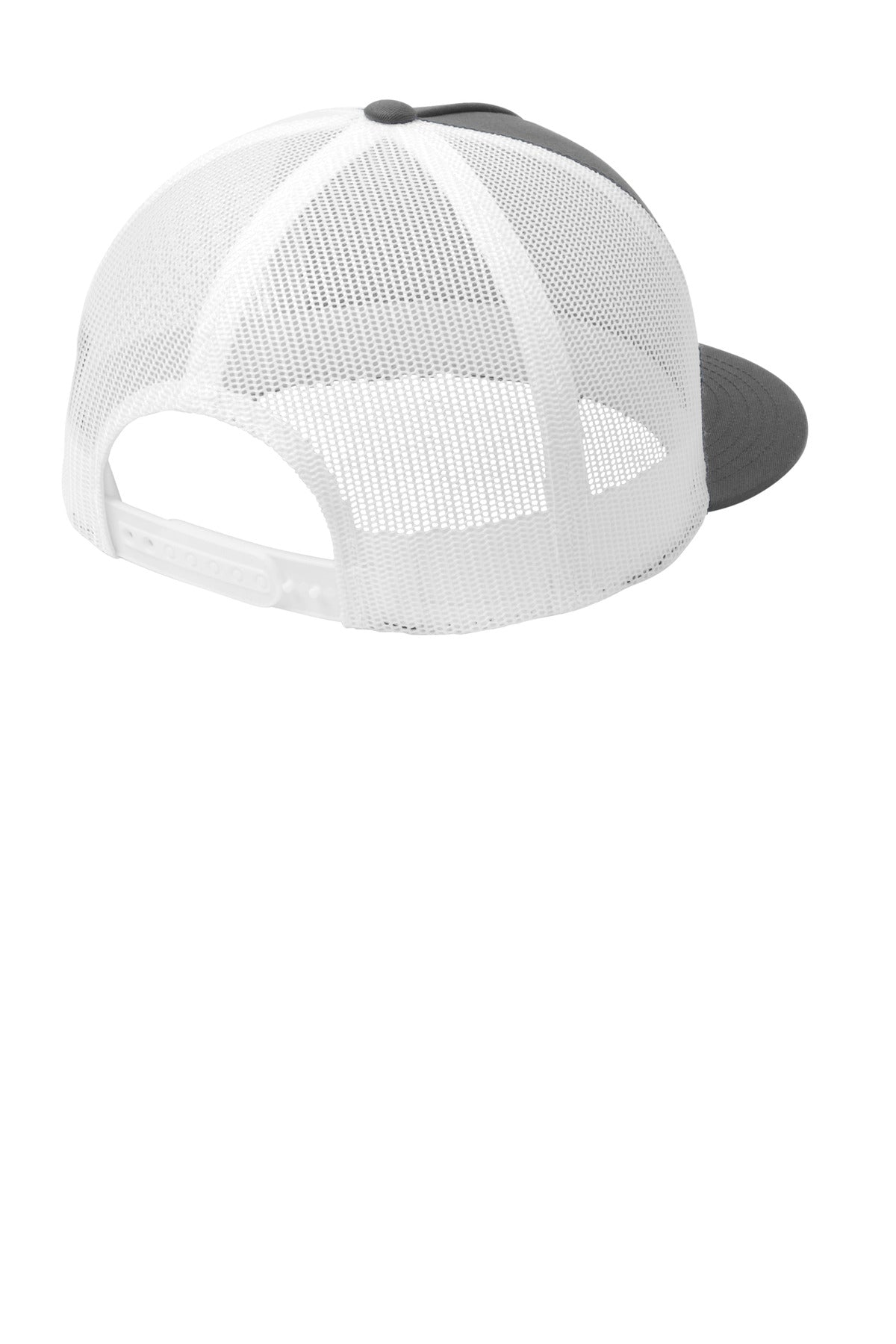 Rear View of Grph/White Sport-Tek YP Classics 5-Panel Classic Trucker Mesh Back Cap. STC38 plain