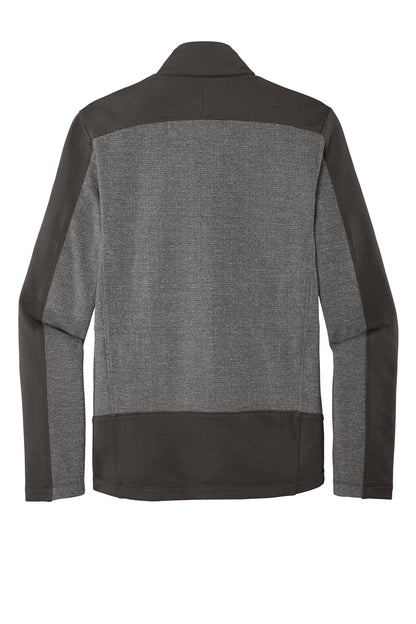 Rear View of Gy Smk H/Gy Sm Port Authority Grid Fleece Jacket. F239 plain