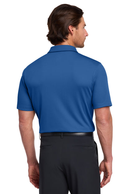 Rear View of Gym Blue Nike Dri-FIT Vertical Mesh Polo. 637167 plain