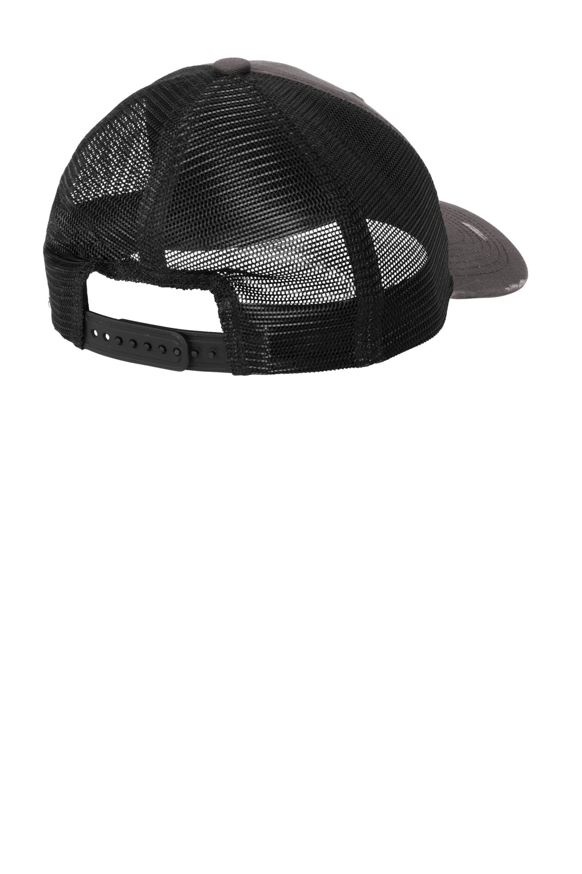 Rear View of GyStl/Blk Port Authority Distressed Mesh Back Cap C600 plain