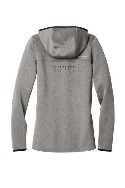Rear View of Heather Grey OGIO Women's Stealth Full-Zip Jacket. LOE728 plain