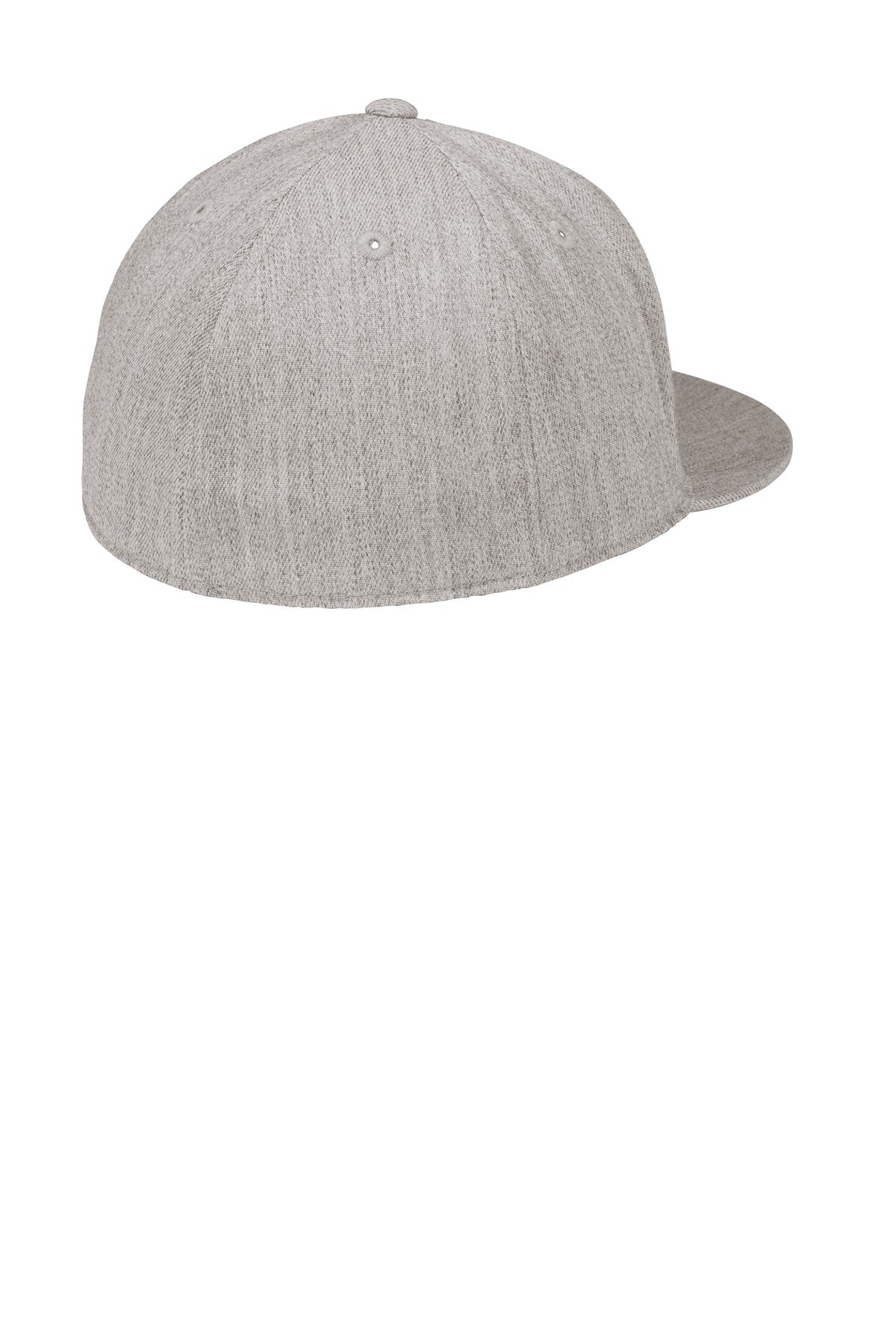 Rear View of Heather Grey Port Authority Flexfit 210 Flat Bill Cap. C808 plain