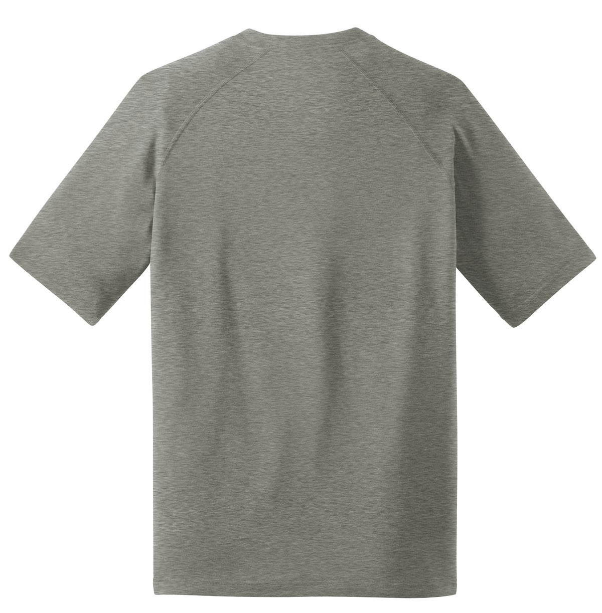 Rear View of Heather Grey Sport-Tek Ultimate Performance Crew. ST700 plain