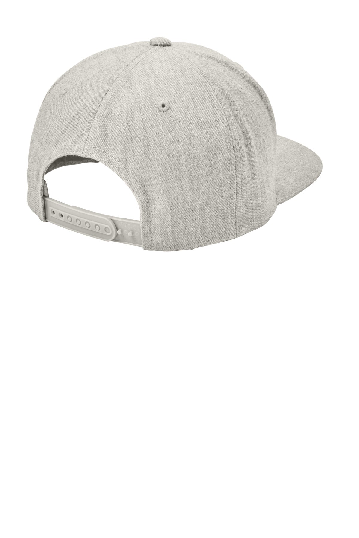 Rear View of Heather Grey Sport-Tek YP Classics Flat Bill Snapback Cap. STC19 plain