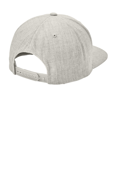Rear View of Heather Grey Sport-Tek YP Classics Flat Bill Snapback Cap. STC19 plain