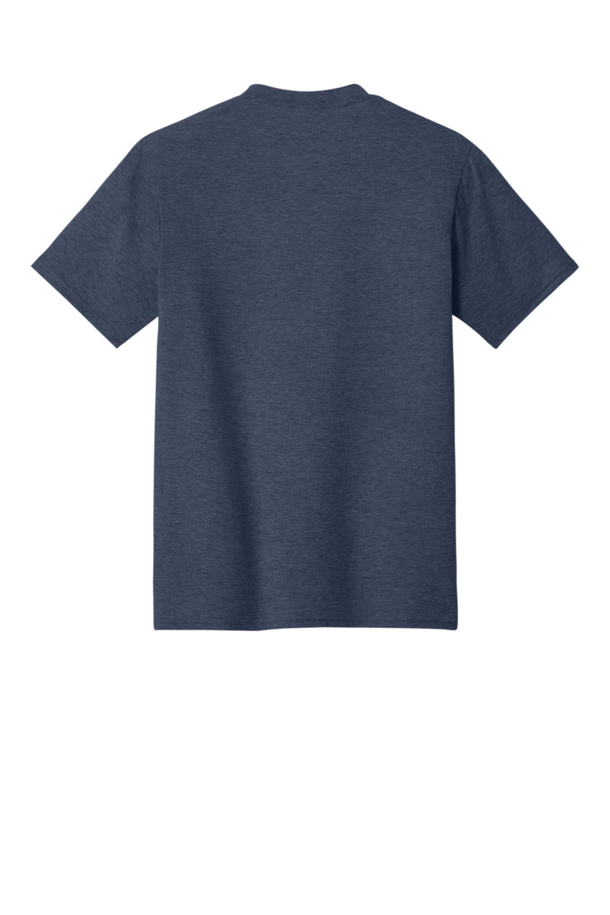 Rear View of Heather Navy Port & Co Fan Favorite Tee. PC450 plain