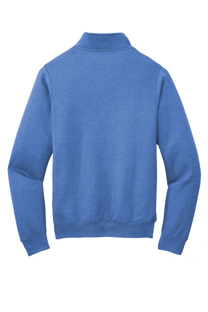 Rear View of Heather Royal Port & Co Core Fleece 1/4-Zip Pullover Sweatshirt PC78Q
