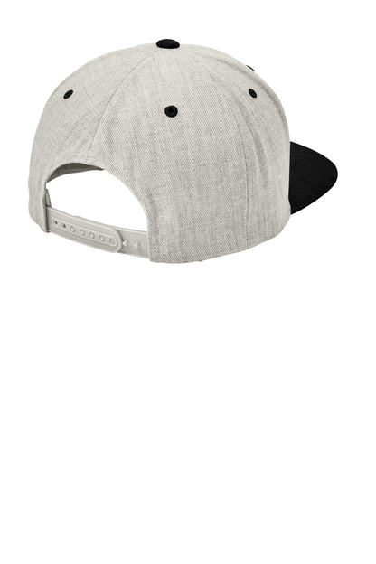 Rear View of Heather/Black Sport-Tek YP Classics Flat Bill Snapback Cap. STC19 plain