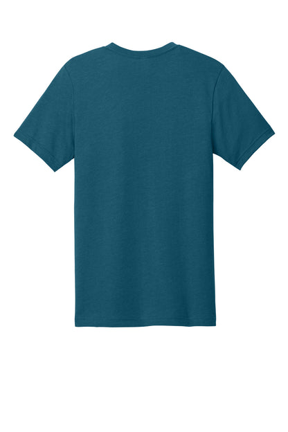 Rear View of Ht Deep Teal BELLA+CANVAS Unisex Heather CVC Short Sleeve Tee. BC3001CVC plain