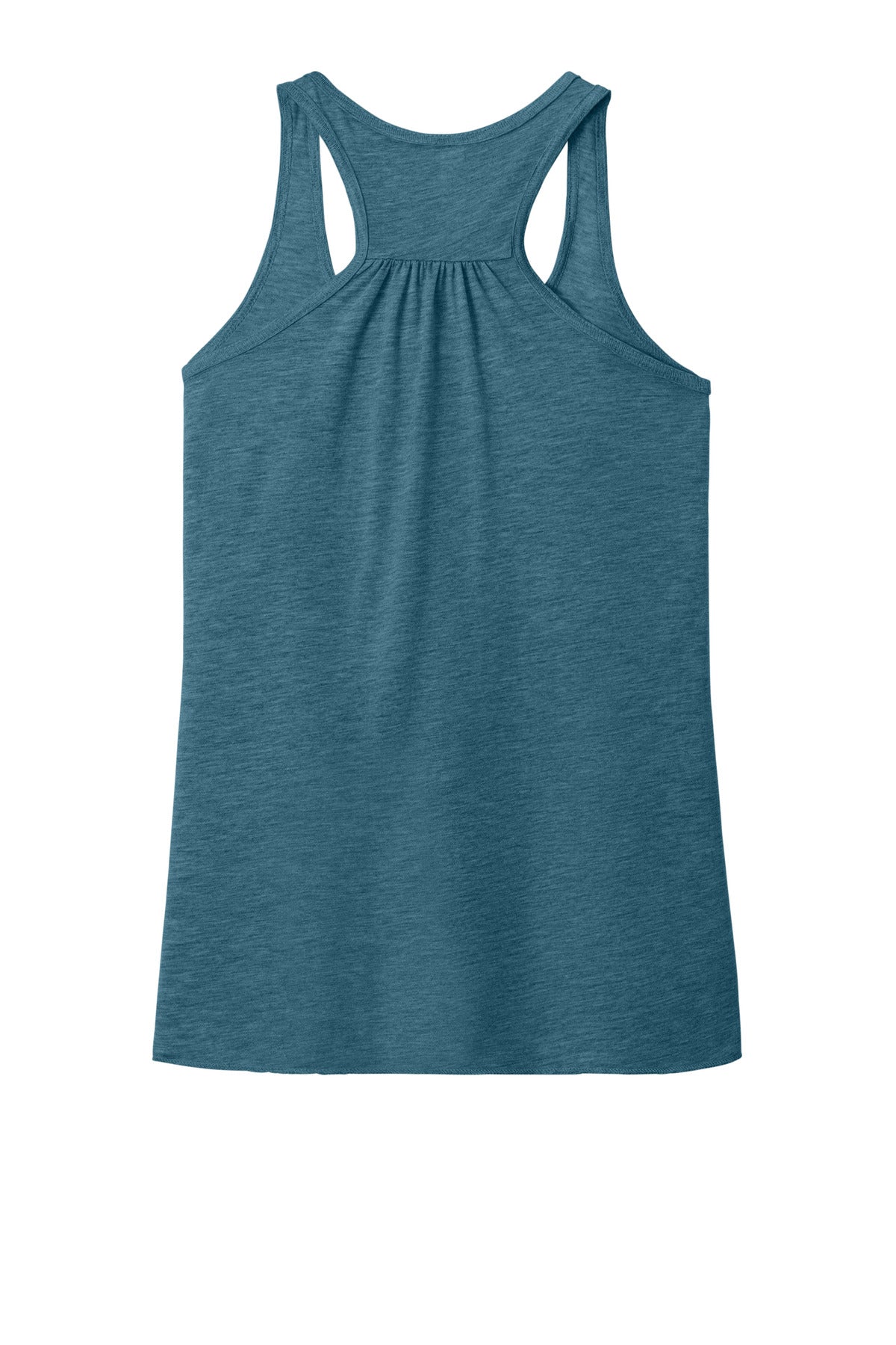 Rear View of Ht Deep Teal BELLA+CANVAS Women's Flowy Racerback Tank. BC8800 plain