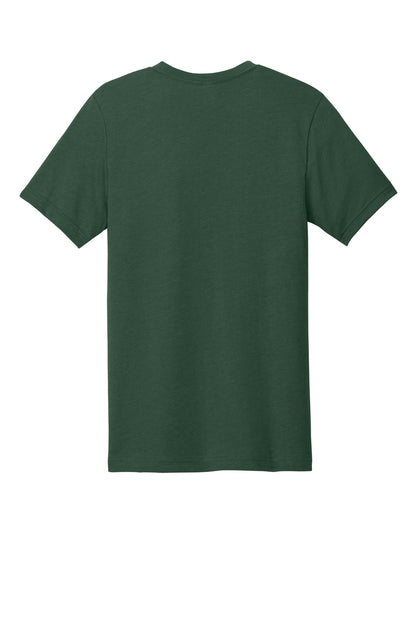 Rear View of Ht Forest BELLA+CANVAS Unisex Heather CVC Short Sleeve Tee. BC3001CVC plain