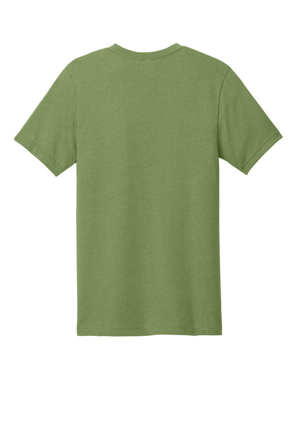 Rear View of Ht Green BELLA+CANVAS Unisex Heather CVC Short Sleeve Tee. BC3001CVC plain